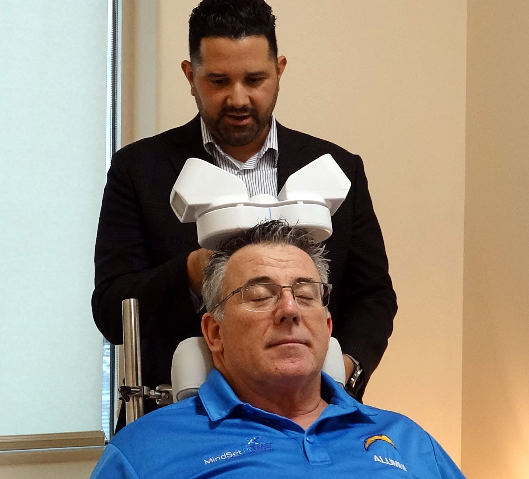 Patient receiving PrTMS therapy at the Chula Vista office